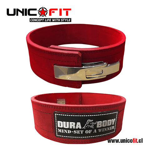 Cinturon HARDCORE Powerlifting Palanca (Rojo) Durabody - UnicoFit